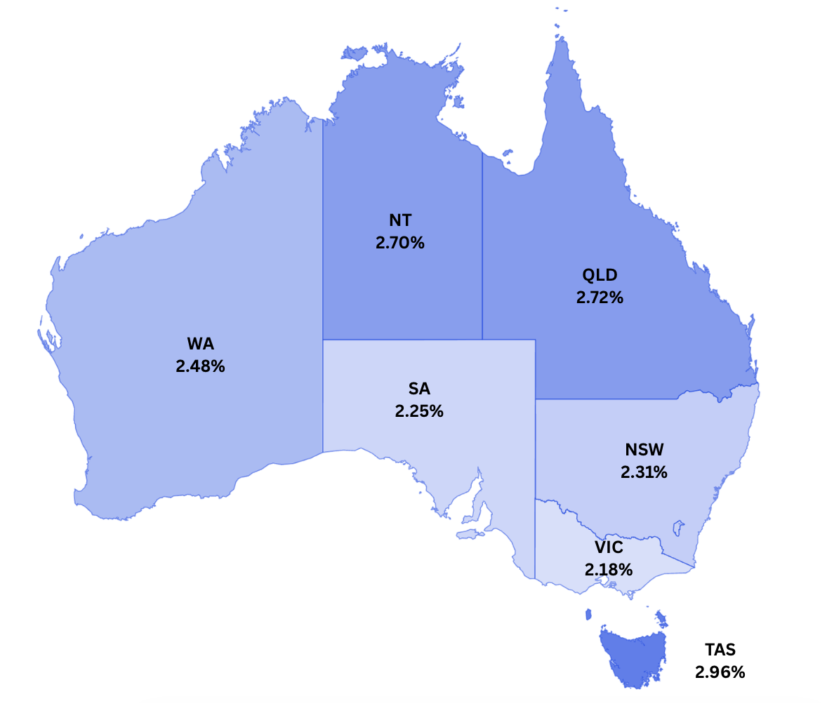 Real estate commission map of Australia